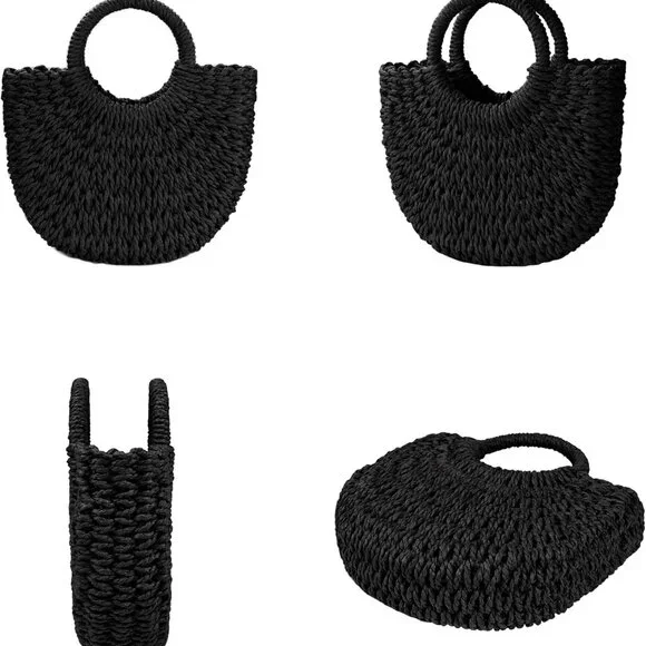 Womens Straw Beach Bag Woven Crossbody Shoulder Bags Top Handle Satchel Handbag - Picture 3 of 6